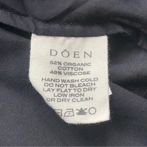 Doen Frances Cotton Voile Ruffle Lace Short Puff Sleeve Blouse Top Black - Picture 9 of 10